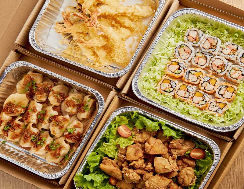 Party Box 1 (Gyoza, Maki, Shrimp Tempura, Chicken Karaage)｜パーティーボックス 1（餃子、巻、えび天、からあげ）